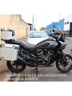 HD PANAMERICA 1250 > KIT PAR DE BAUS LATERAIS ALUMÍNIO 49/55 L + BAU CENTRAL 39 L + SUPORTES REFORCADOS EM ACO