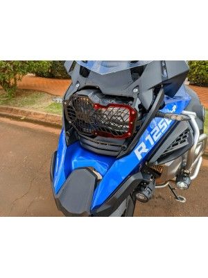 BMW R1250 GS/ADV > PROTETOR DE FAROL GRADE EM AÇO ARAMADO ARO ACRILICO COLOR