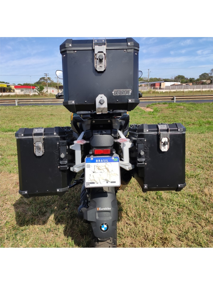 BMW R1300 GS ADV - KIT Baus lat. aluminio 54/53 L + BAULETO 39 L encaixe em aço direto no suporte original BMW (nao necessita suporte adicional)