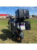 BMW R1300 GS ADV - KIT Baus lat. aluminio 44/43 L + BAULETO 49 L encaixe em aço direto no suporte original BMW (nao necessita suporte adicional)