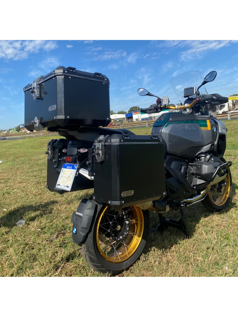 BMW R1300 GS ADV - KIT Baus lat. aluminio 44/43 L + BAULETO 60 L encaixe em aço direto no suporte original BMW (nao necessita suporte adicional) BMW R1300 GS ADV - KIT Baus lat. aluminio 44/43 L + BAULETO 60 L encaixe em aço direto no suporte original BMW (nao necessita suporte adicional)