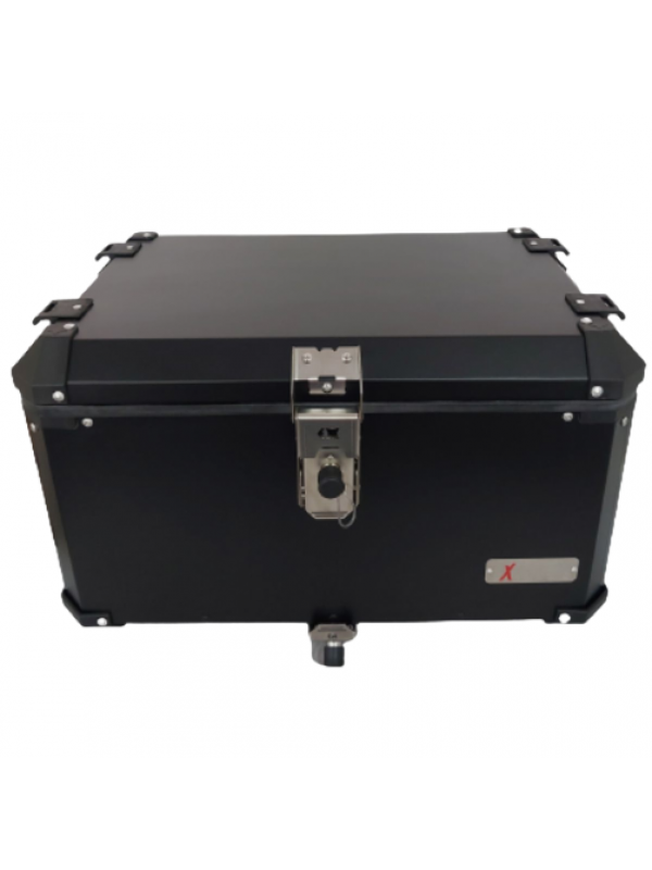 Bauleto 60 l aluminio universal c/ suporte aço reforçado - serve em todas as motocicletas (2 capacete)